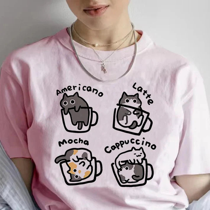 Camiseta de café y gatos 