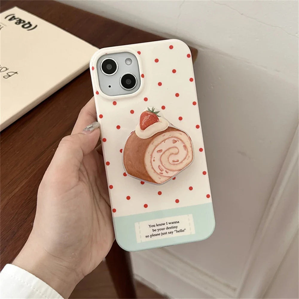 Funda para iPhone con rollo suizo de fresa