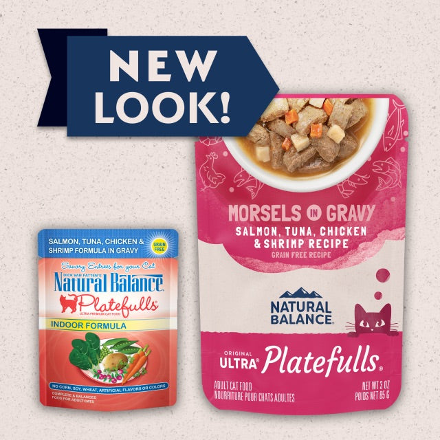 Natural Balance Platefulls para Interiores con Salmón, Atún, Pollo y Camarón (85g)