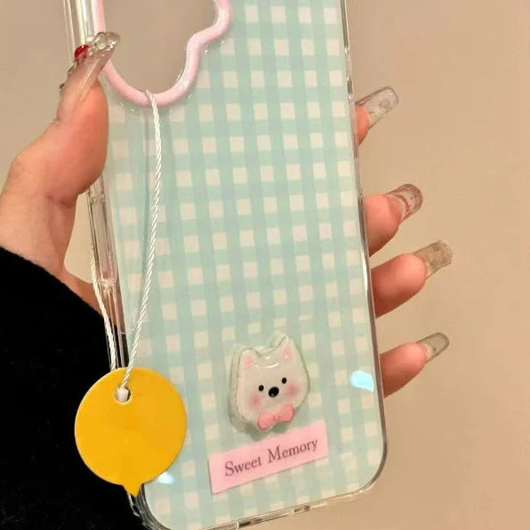 Funda para Samsung con estampado de cuadros vichy pastel kawaii