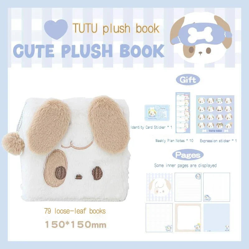 Cuadernos de peluche con forma de cachorro y gato