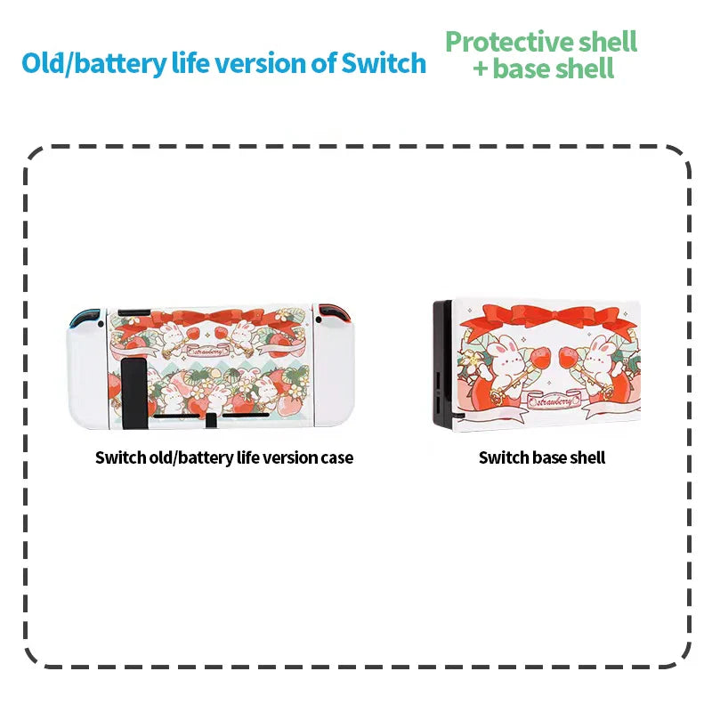 Estuche para Nintendo Switch con diseño de conejito de fresa