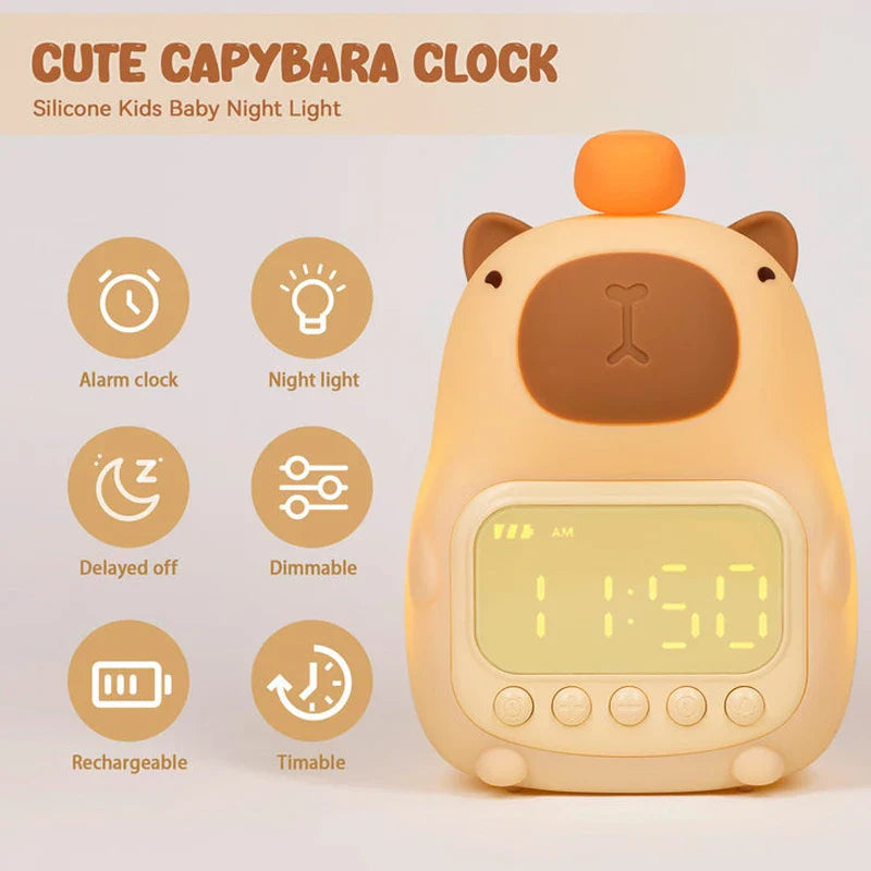 Reloj despertador con luz nocturna de carpincho