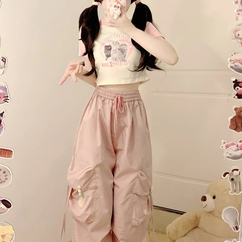 Pantalones cargo pastel