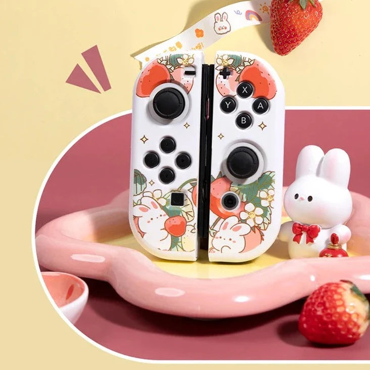 Estuche para Nintendo Switch con diseño de conejito de fresa