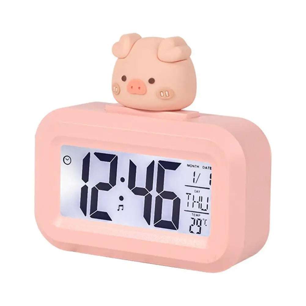 Reloj despertador digital con bonito cerdo