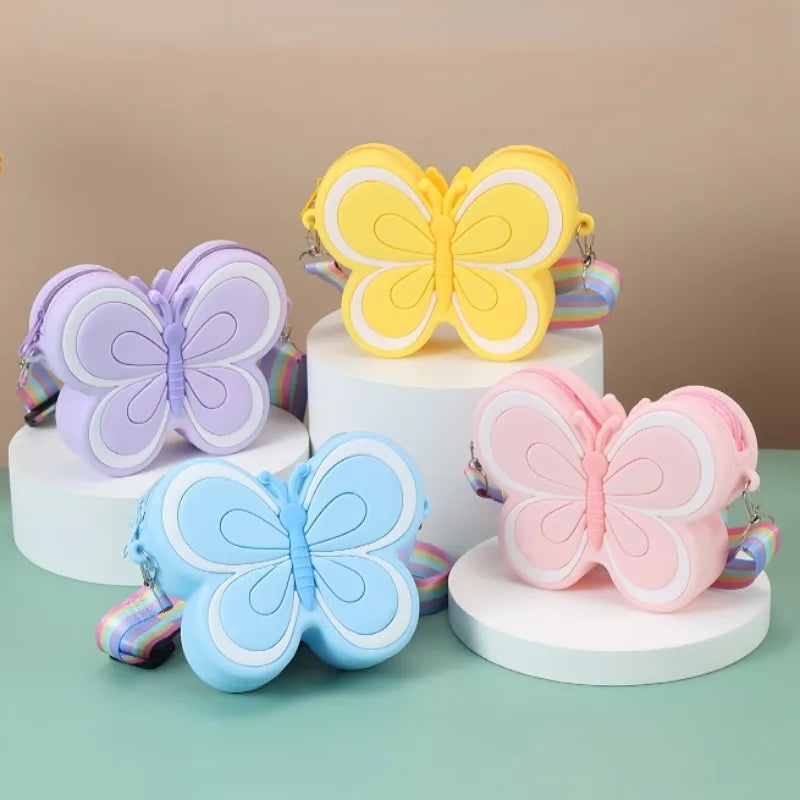 Bolsos de hombro de mariposa de silicona para niños