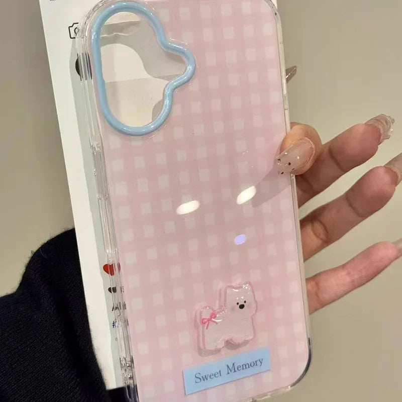 Funda para Samsung con estampado de cuadros vichy pastel kawaii