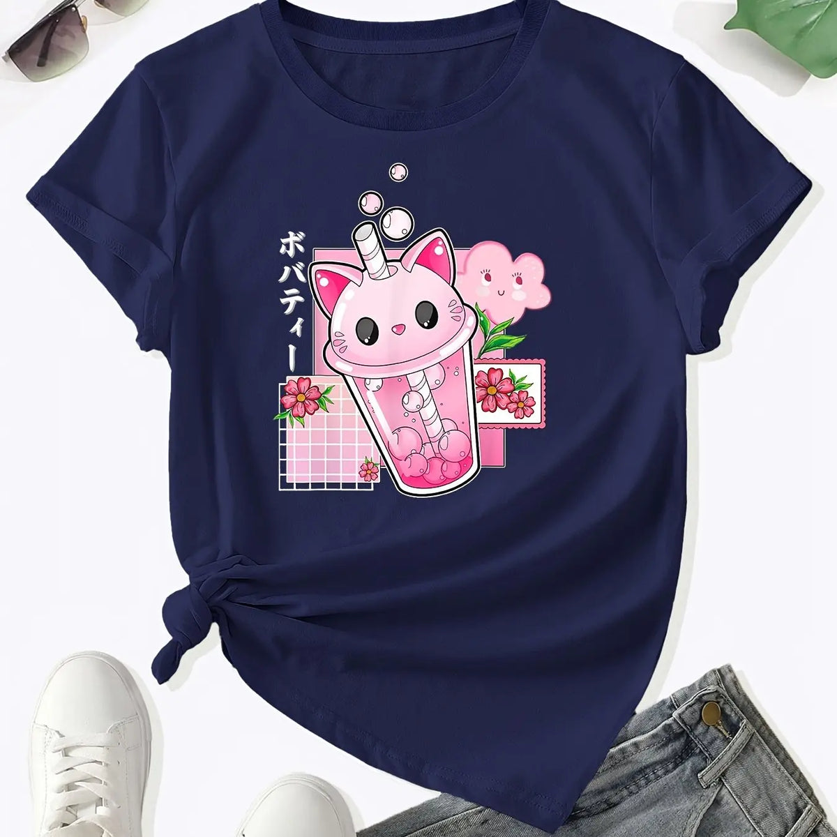 Camiseta con taza de té Boba y gato