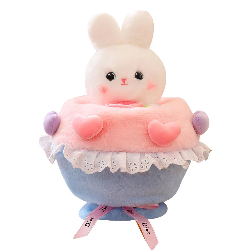 Conejitos de peluche en forma de ramo