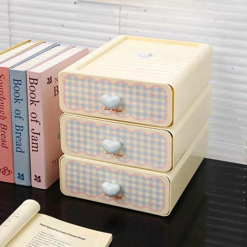 Organizador de escritorio de cuadros vichy pastel