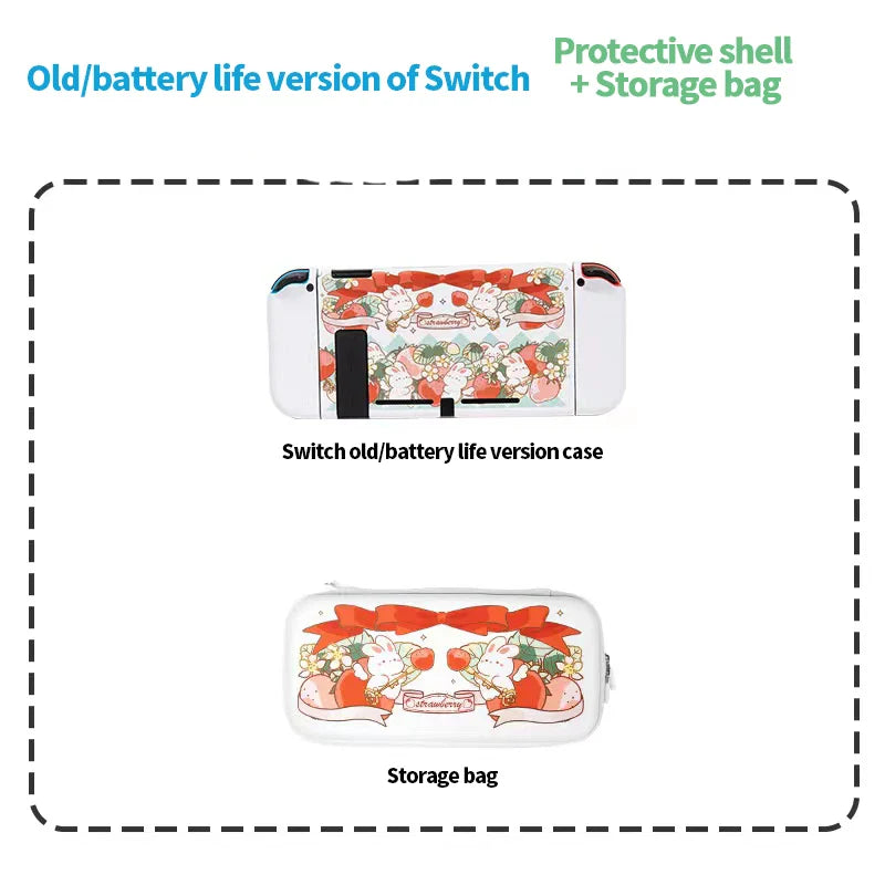 Estuche para Nintendo Switch con diseño de conejito de fresa