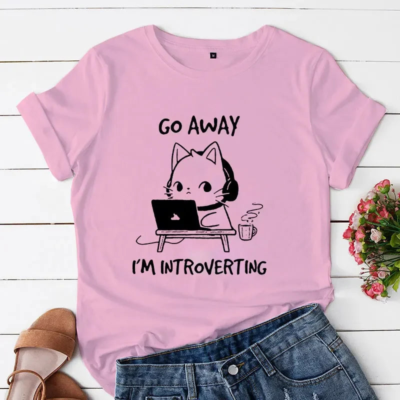 Camiseta divertida de gato: ¡Vete, soy introvertido!