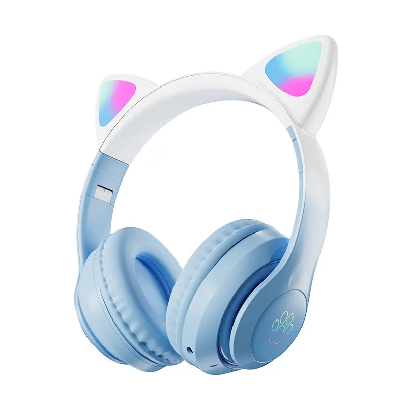 Auriculares para juegos con orejas de gato y luces LED