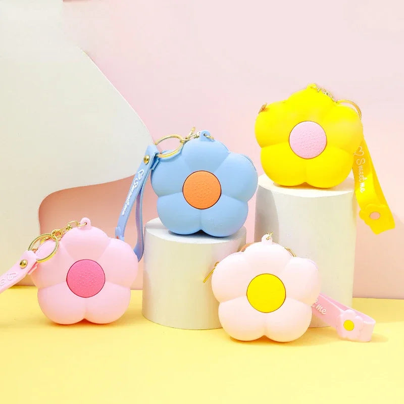 Colgantes de silicona con forma de flor para monedero