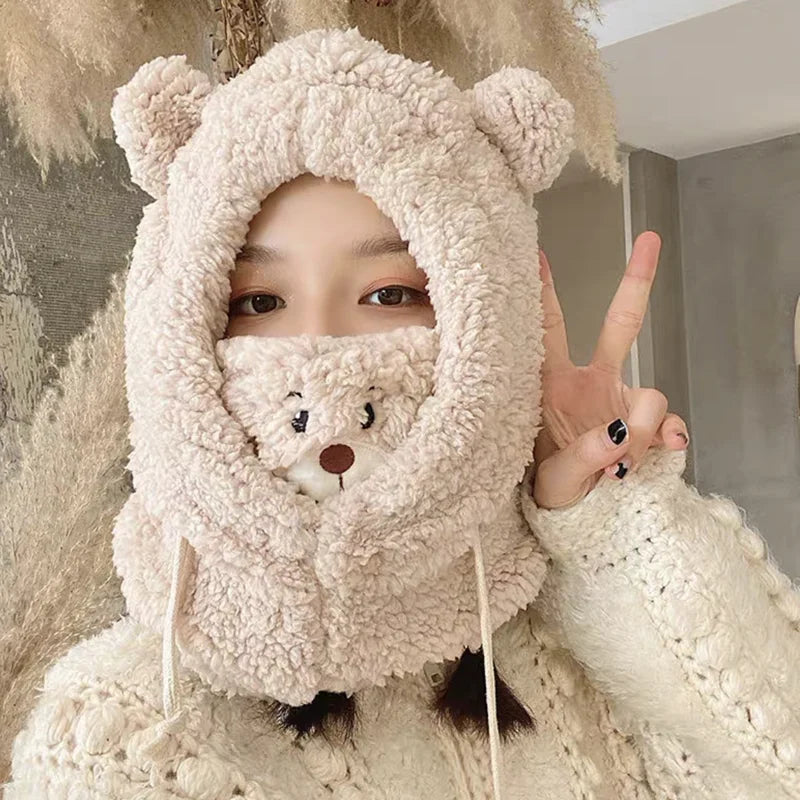 Sombrero de oso kawaii con máscara