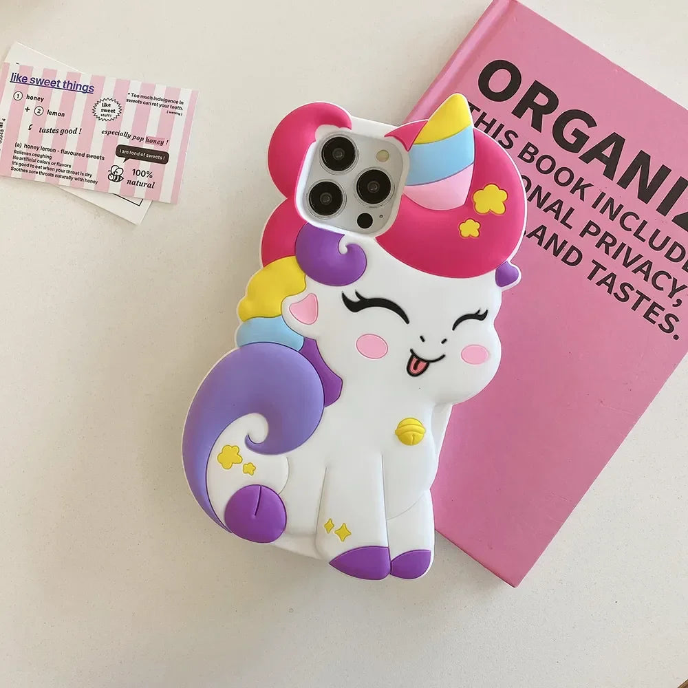 Bonita funda para iPhone con unicornio feliz