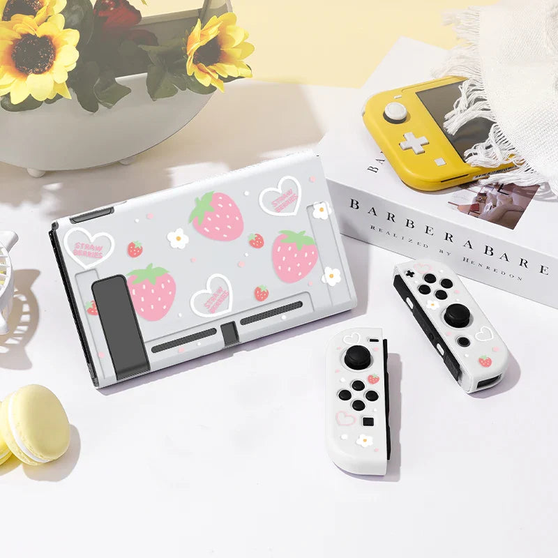 Estuche para Nintendo Switch con corazones de fresa