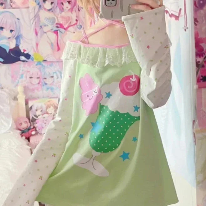 Camiseta de helado de conejito kawaii