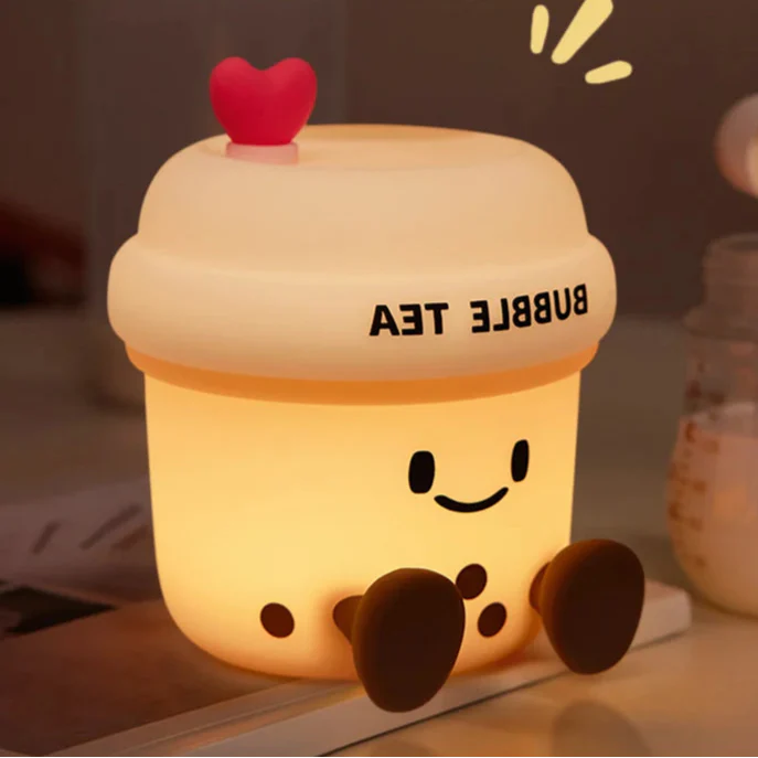 Luz de noche de té de burbujas kawaii
