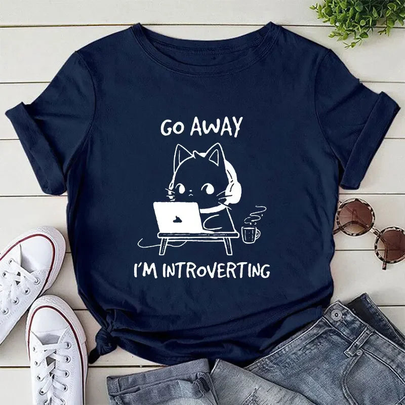 Camiseta divertida de gato: ¡Vete, soy introvertido!
