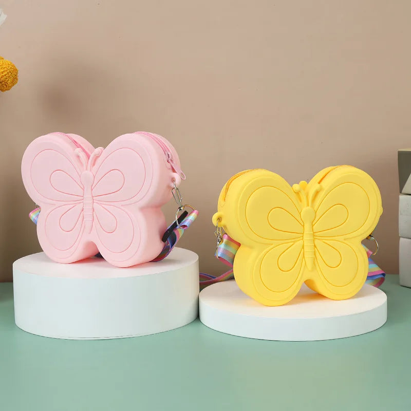Bolsos de hombro de mariposa de silicona para niños
