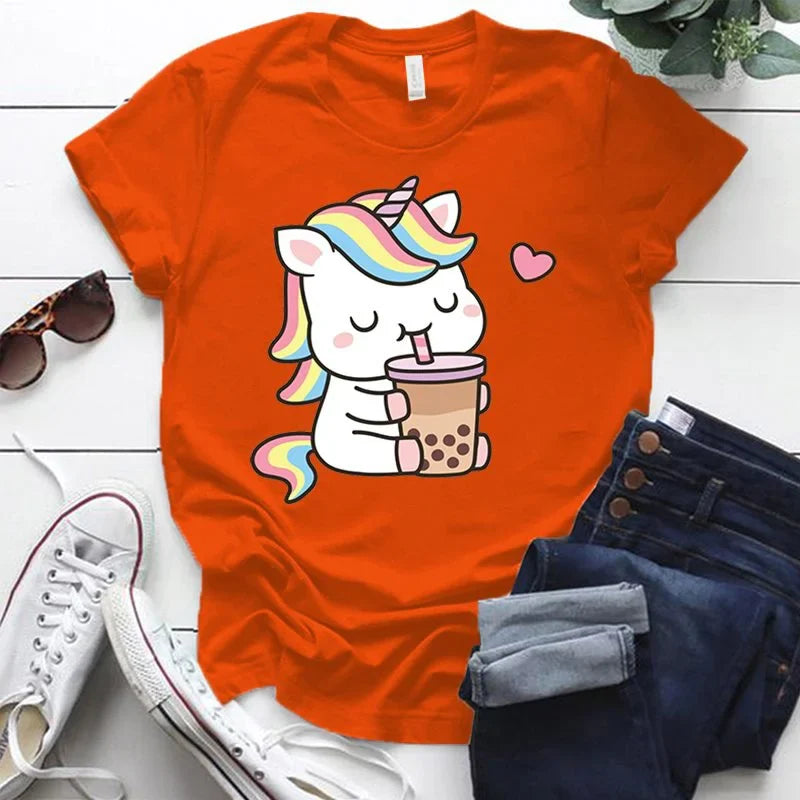 Camiseta de unicornio con té Boba