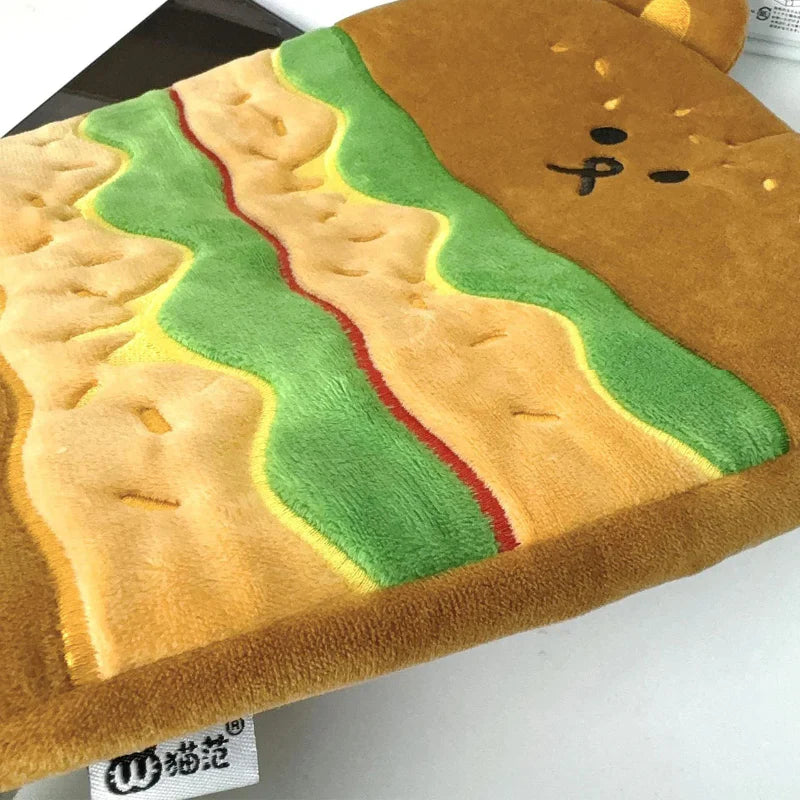 Funda para tableta con diseño de oso hamburguesa kawaii