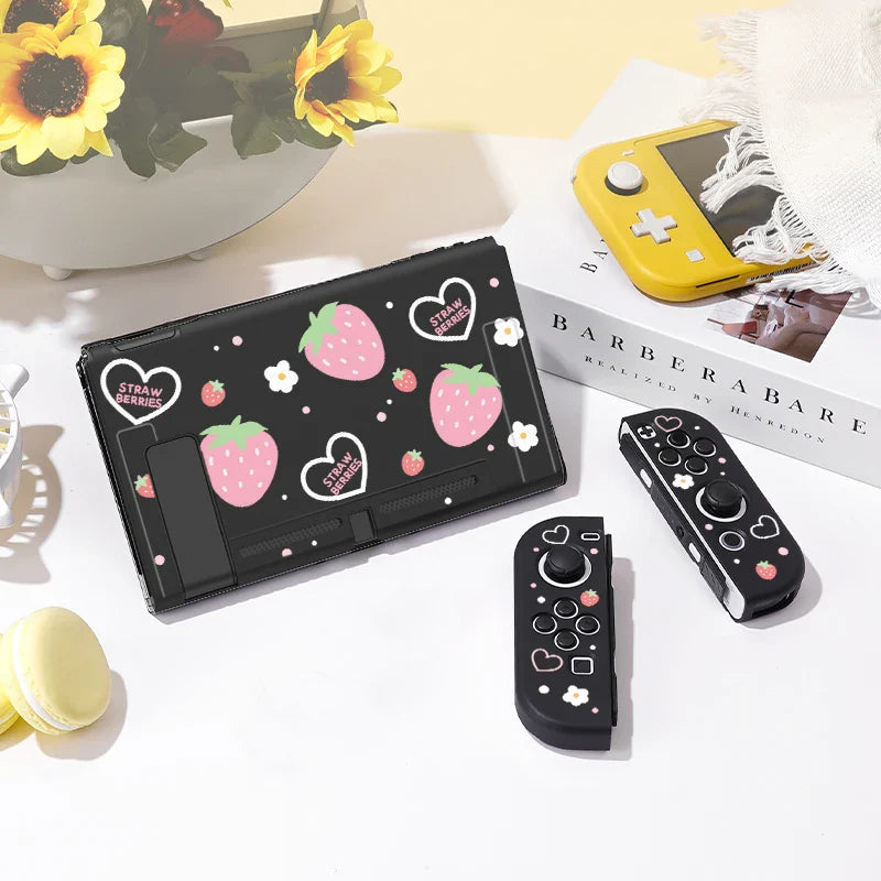 Estuche para Nintendo Switch con corazones de fresa