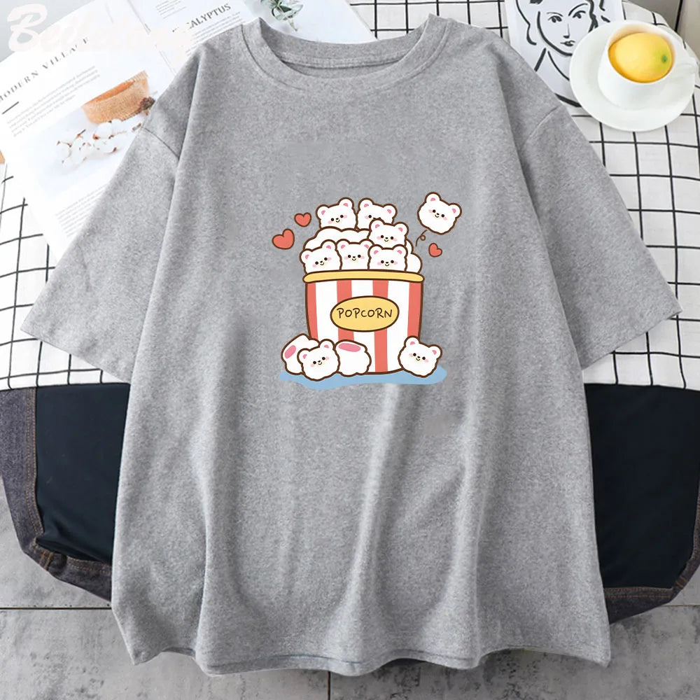 Linda camiseta de osos de palomitas de maíz