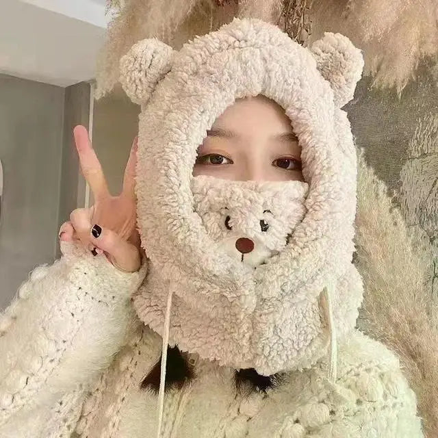 Sombrero de oso kawaii con máscara