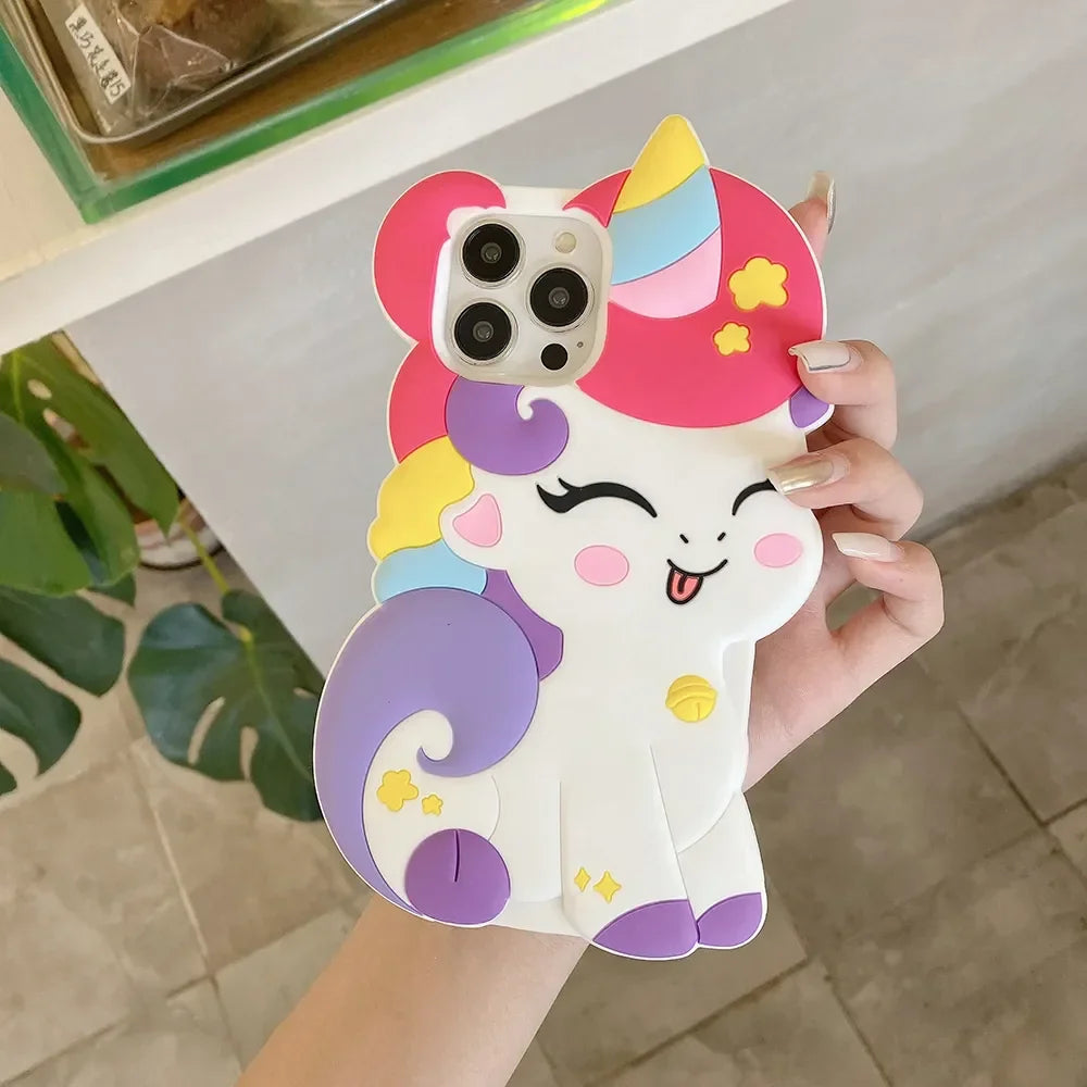 Bonita funda para iPhone con unicornio feliz