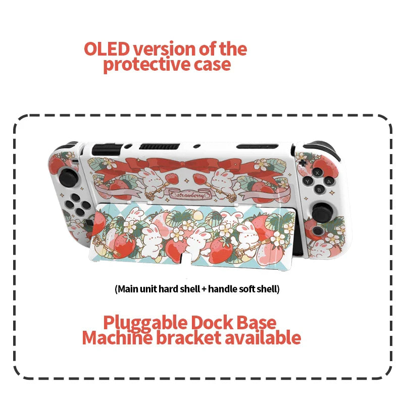 Estuche para Nintendo Switch con diseño de conejito de fresa