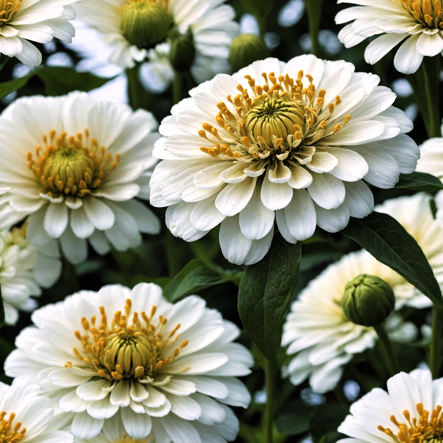 250 semillas de flores de zinnia elegans de oso polar blanco