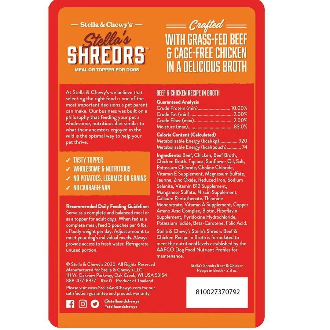 Alimento para perros de res y pollo Shredrs de Stella & Chewy (2.8 oz)