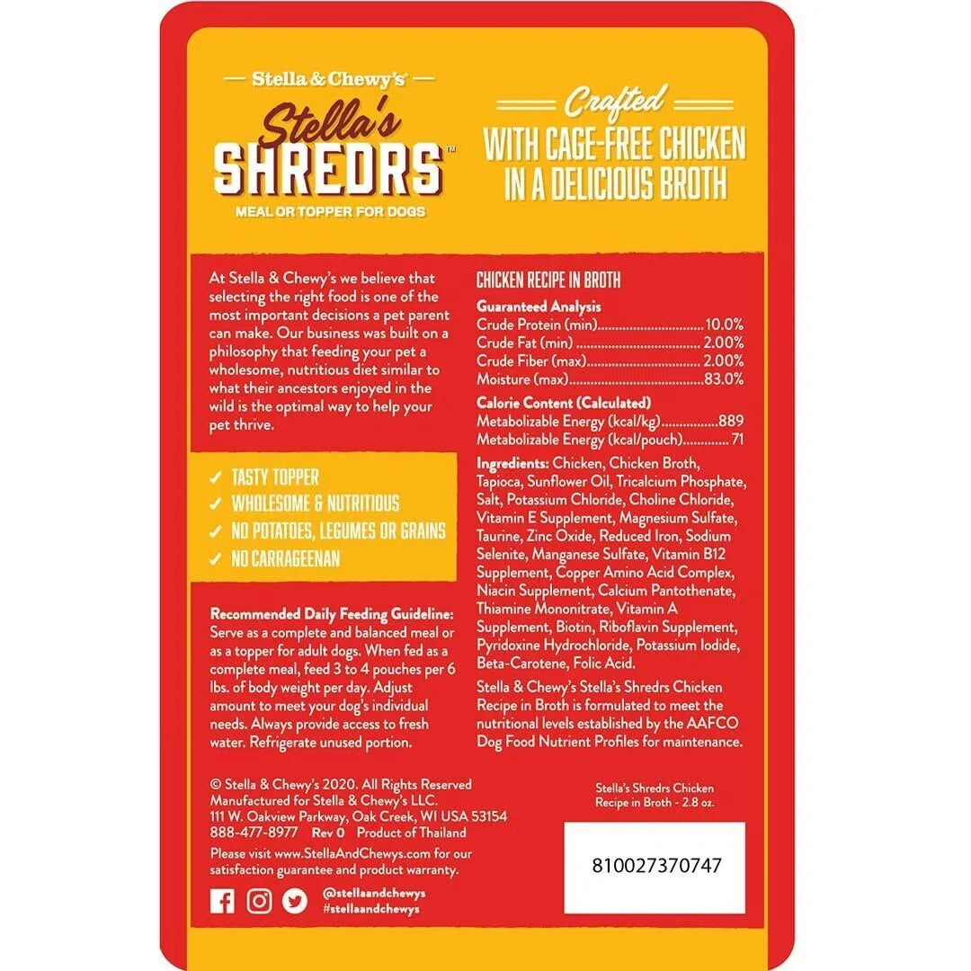 Alimento para perro Stella & Chewy’s Shredrs de pollo (2.8 oz)