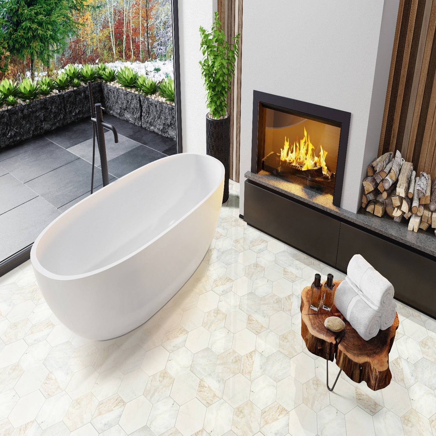 Arabescato Venato 8" Hexagon Floor and Wall - MSI Collection