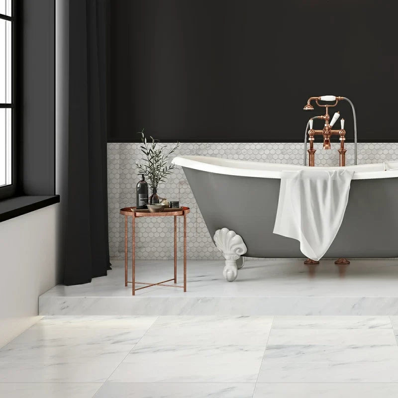 Calacatta Amore 11 1/2"x11 1/2" Polished Penny Round Marble Mosaic Tile