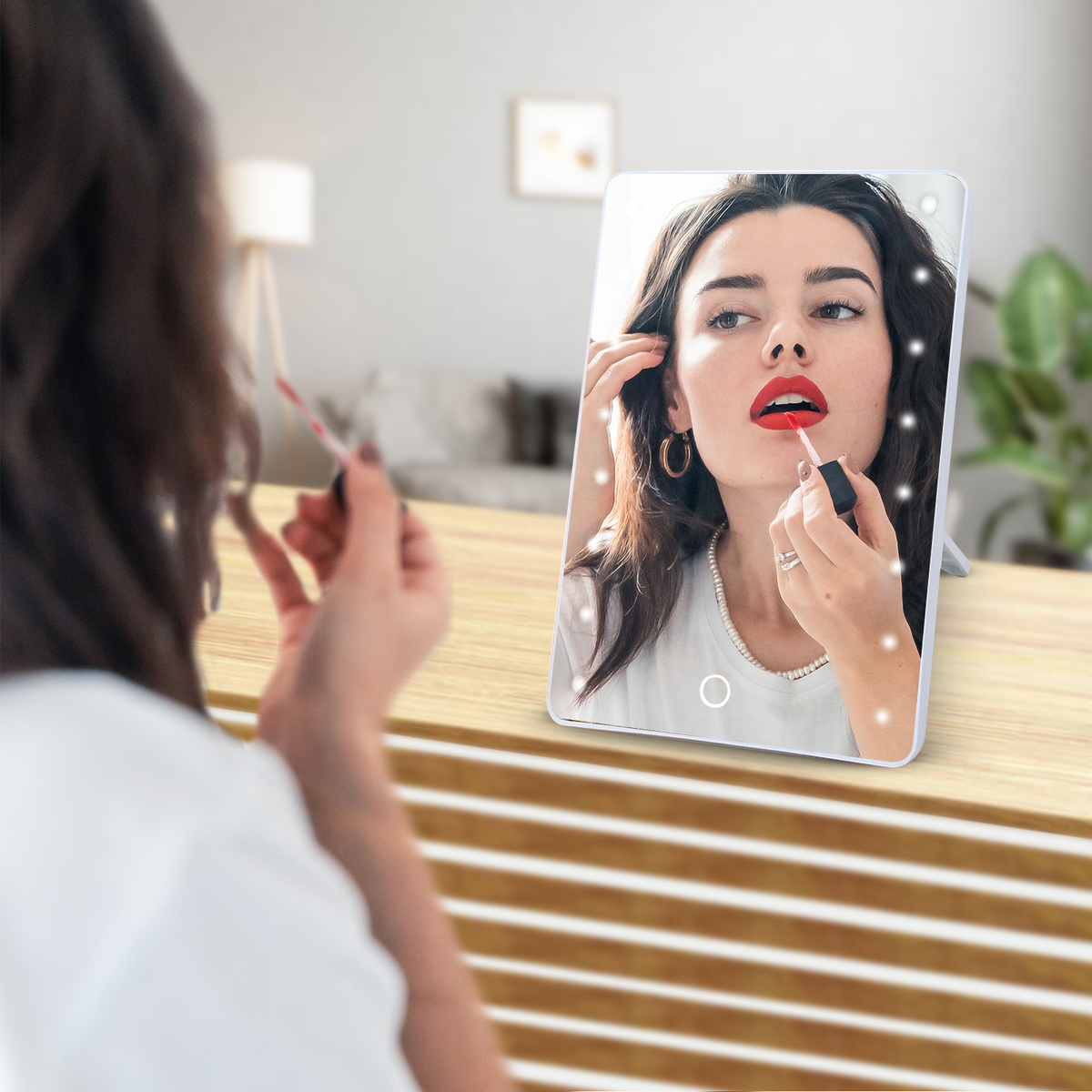 Espejo inteligente con pantalla táctil para maquillaje