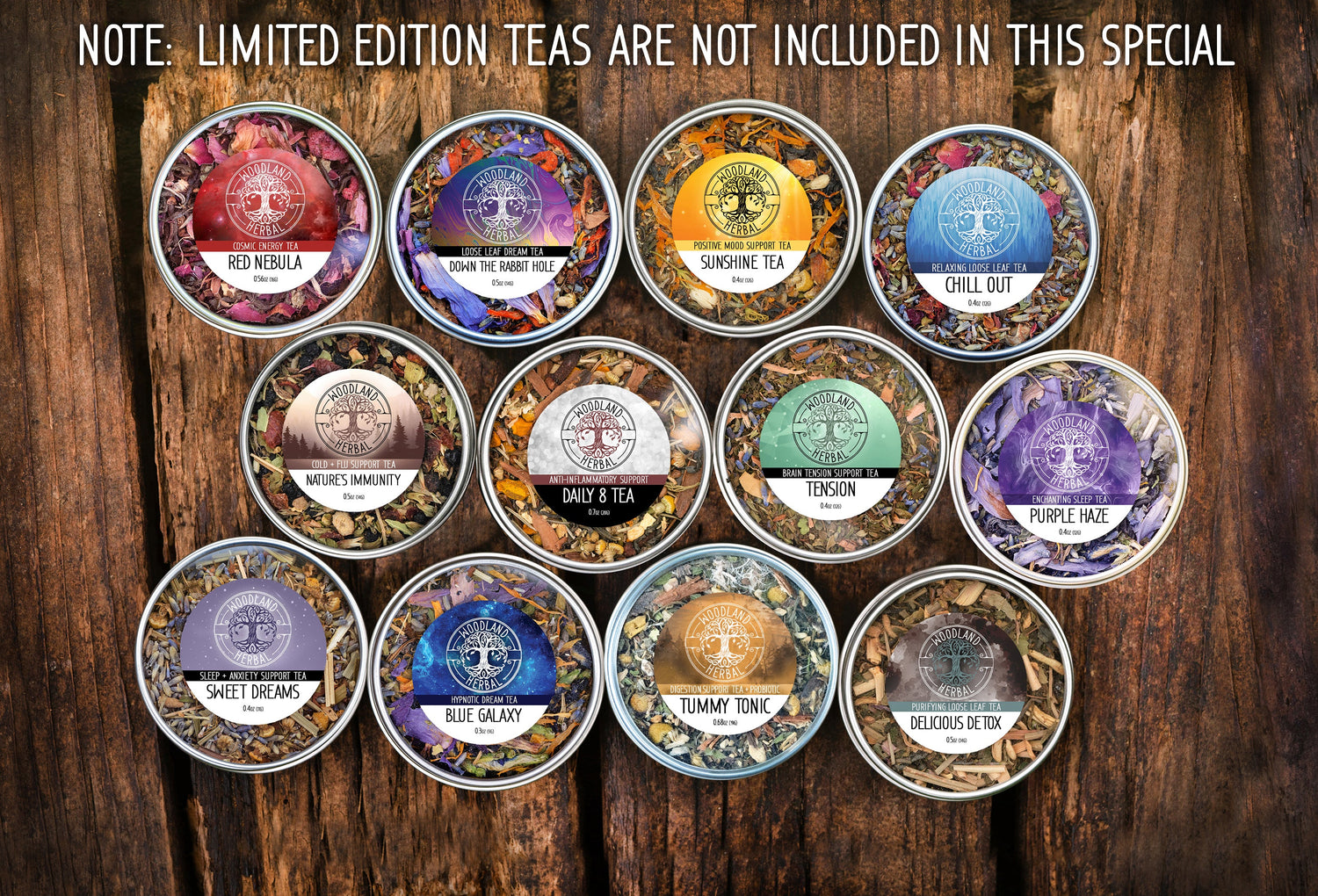 5 Tea Sampler Special - Buy 4, Get 1 FREE! Organic Loose Leaf Teas