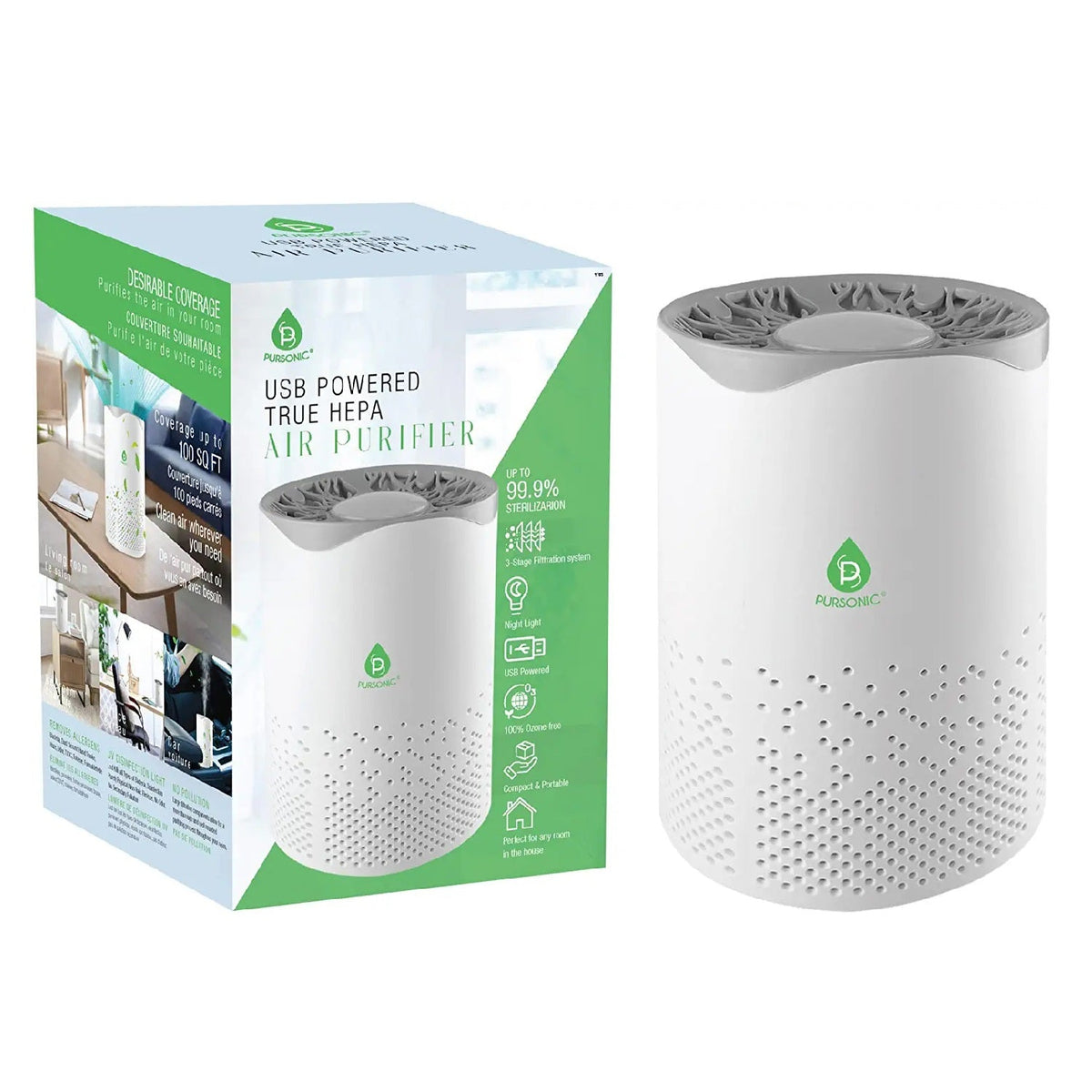 Purificador de aire HEPA auténtico alimentado por USB