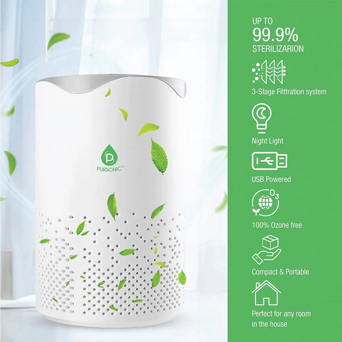 Purificador de aire HEPA auténtico alimentado por USB