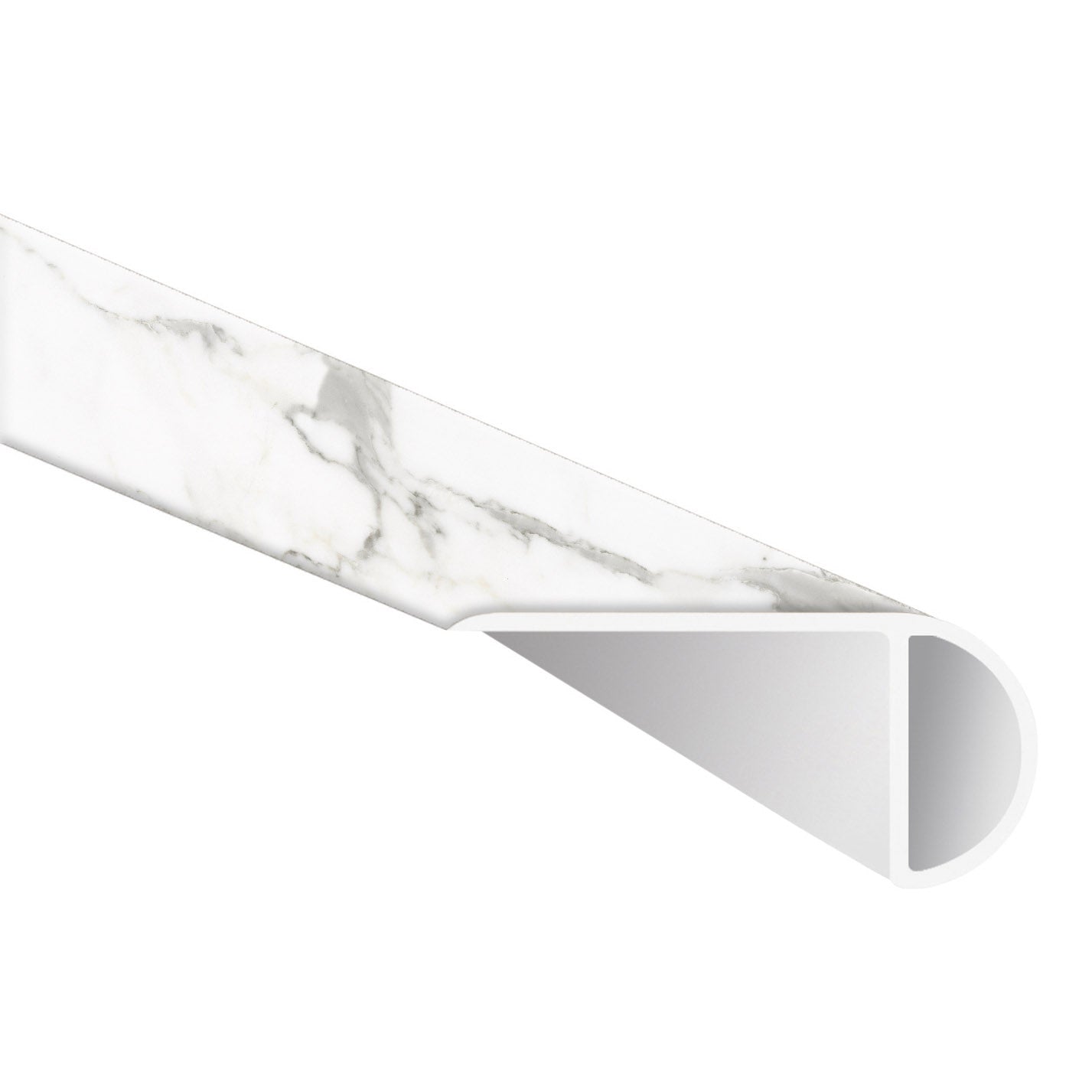 Calacatta Legend 1.03" Thick x 2.23" Wide x 94" Length Luxury Vinyl Overlapping Stairnose Molding - MSI Everlife
