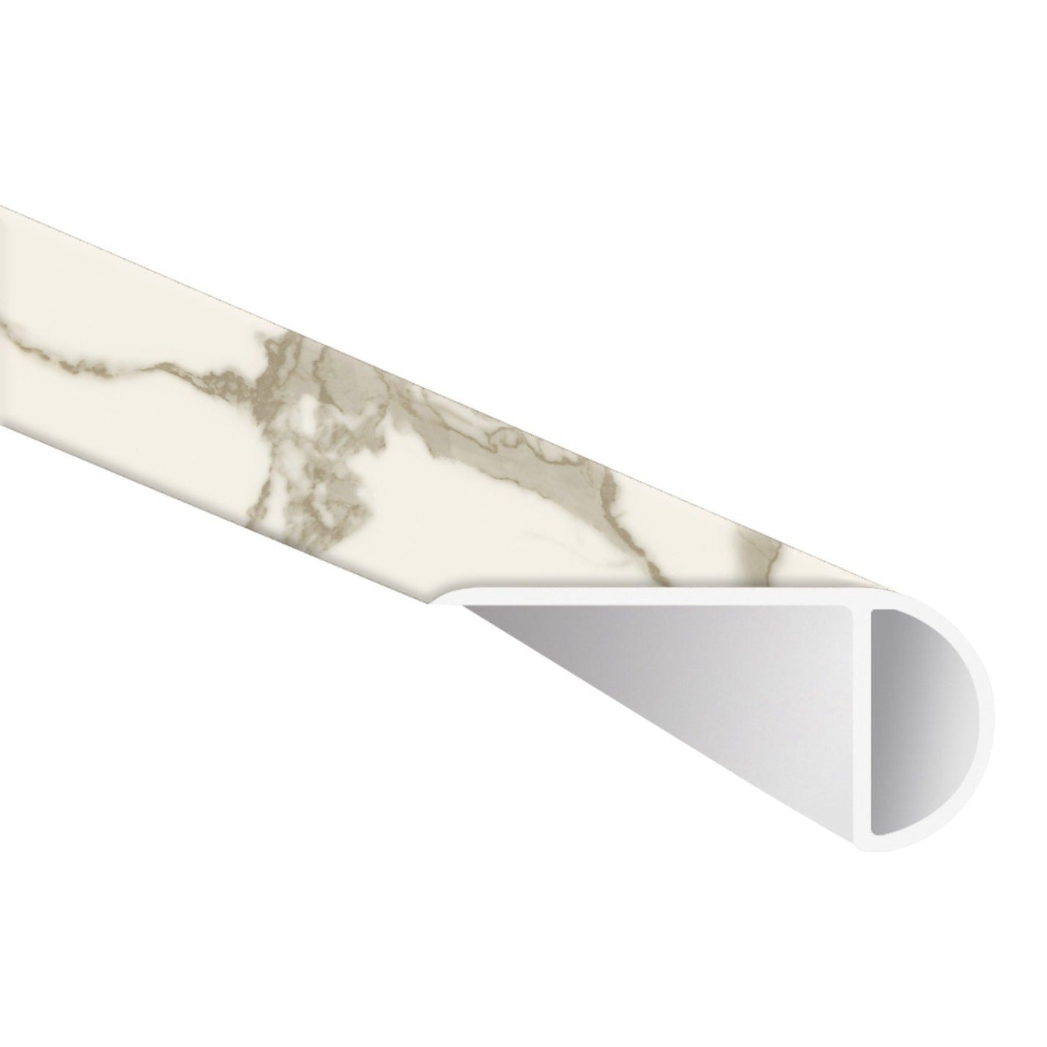 Calacatta Marbello 1.03" Thick x 2.23" Wide x 94" Length Luxury Vinyl Overlapping Stairnose Molding - MSI Everlife
