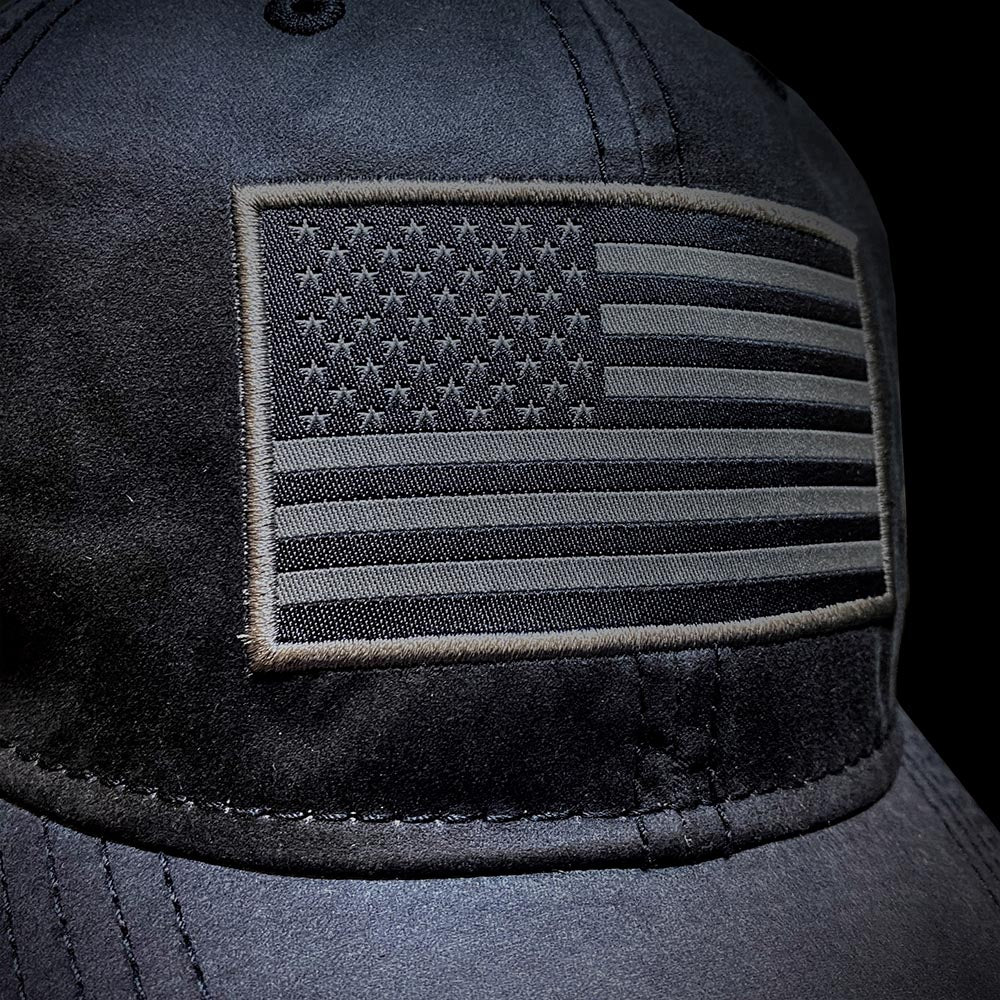 Gorra de papá de tela encerada con bandera estadounidense