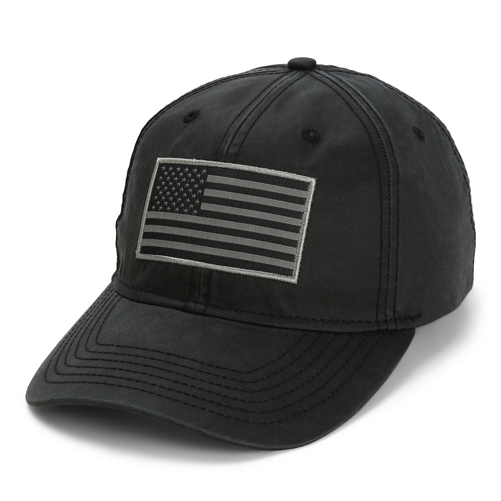 Gorra de papá de tela encerada con bandera estadounidense