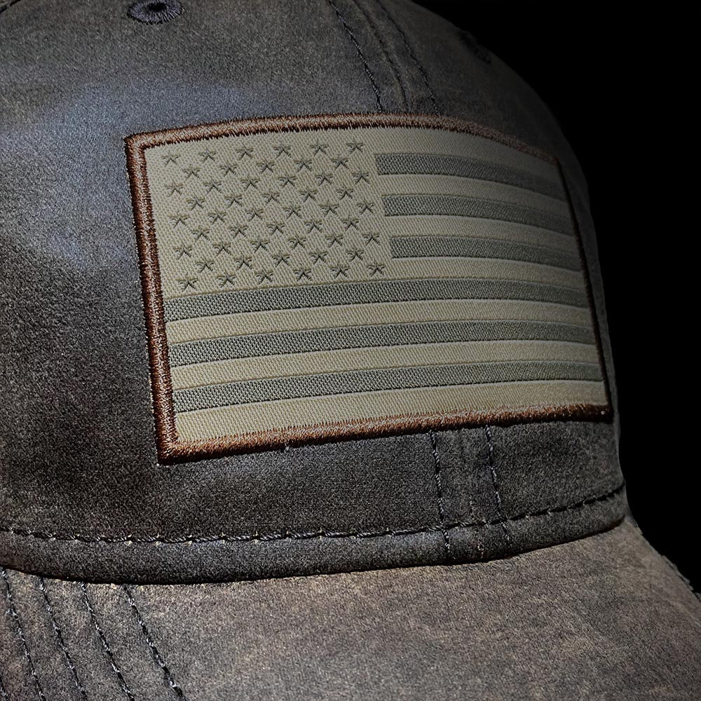 Gorra de papá de tela encerada con bandera estadounidense