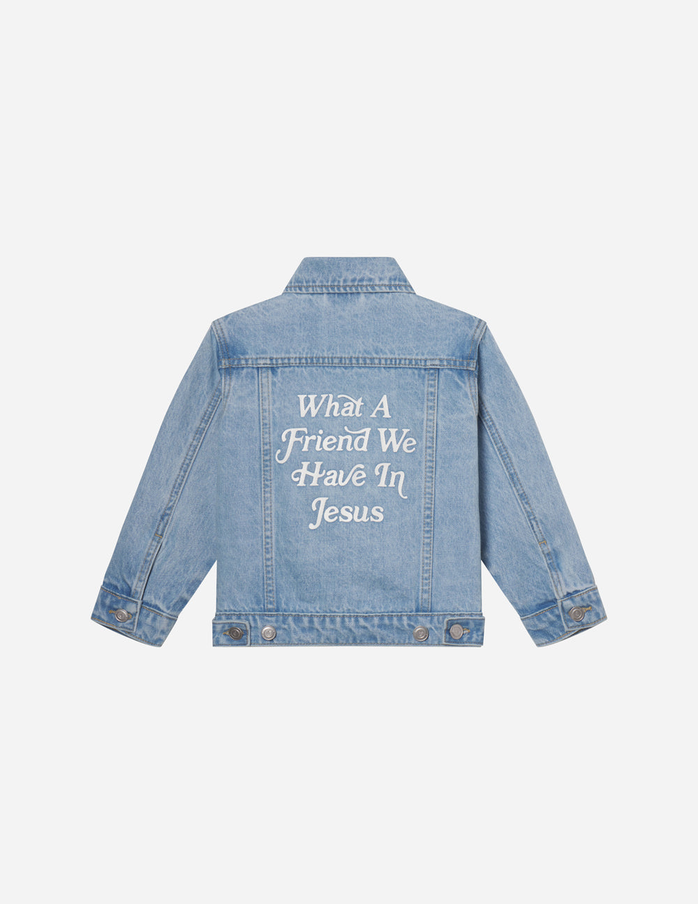 Chaqueta vaquera para niños "Qué amigo en Jesús"