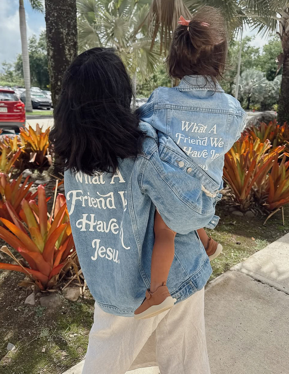 Chaqueta vaquera para niños "Qué amigo en Jesús"