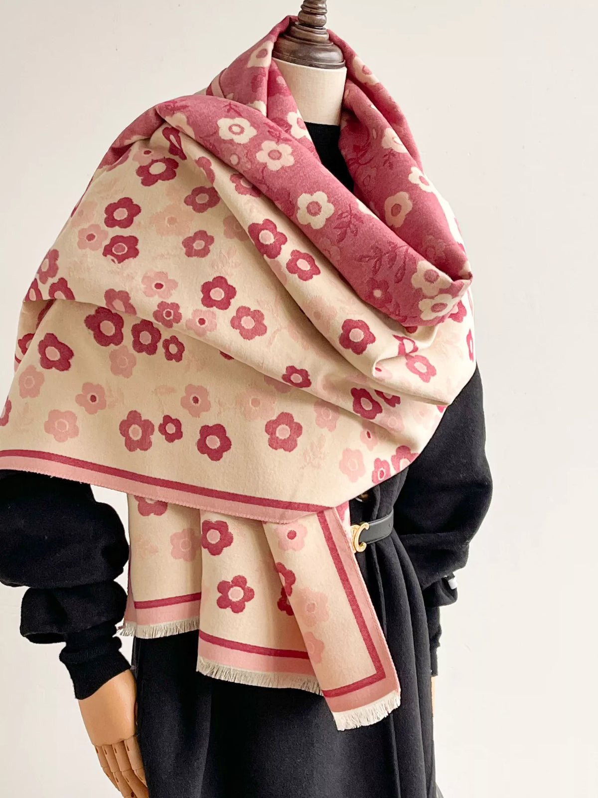 Bufanda de invierno cálida con estampado floral